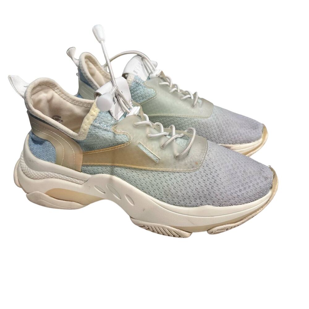 Steve Madden Myles Sneakers NY90 Blue Knit + Drawstring Laces 7.5